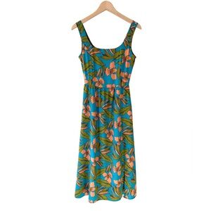 Toad&Co Women's Sunkissed Midi Dress XS aqua floral tropical vacation resort